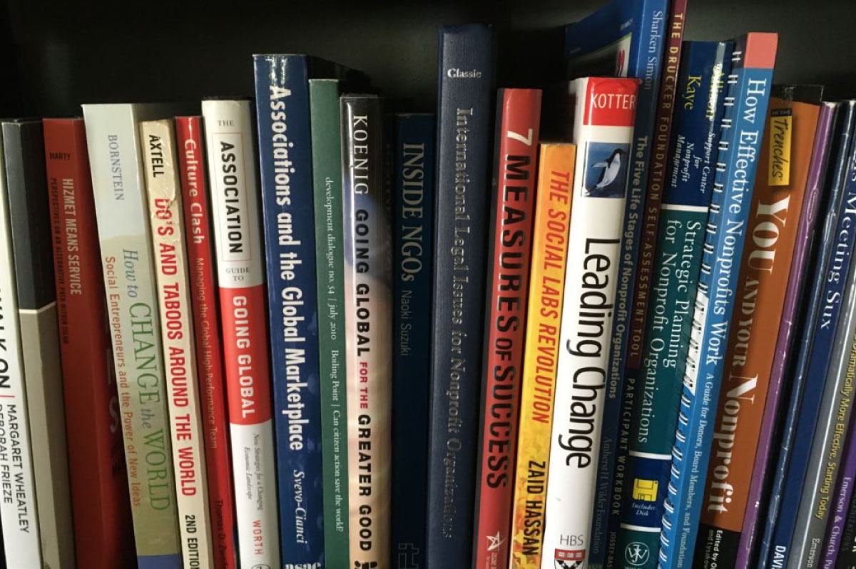 close-up of books on a shelf